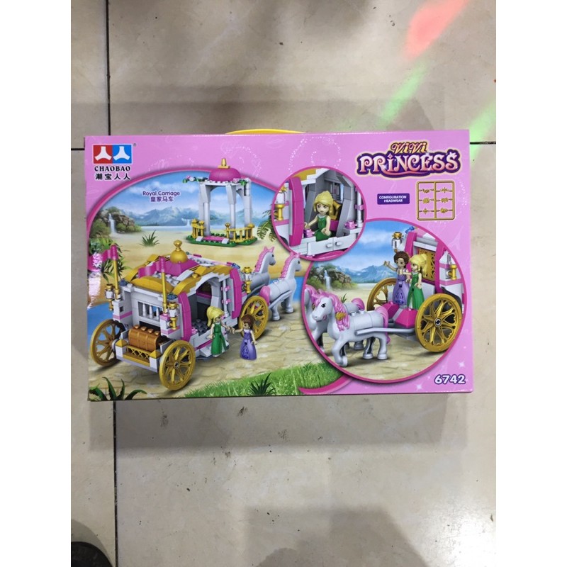 Lego con gái princess lắp ghép xe ngựa kéo công chúa với 356 miếng ghép