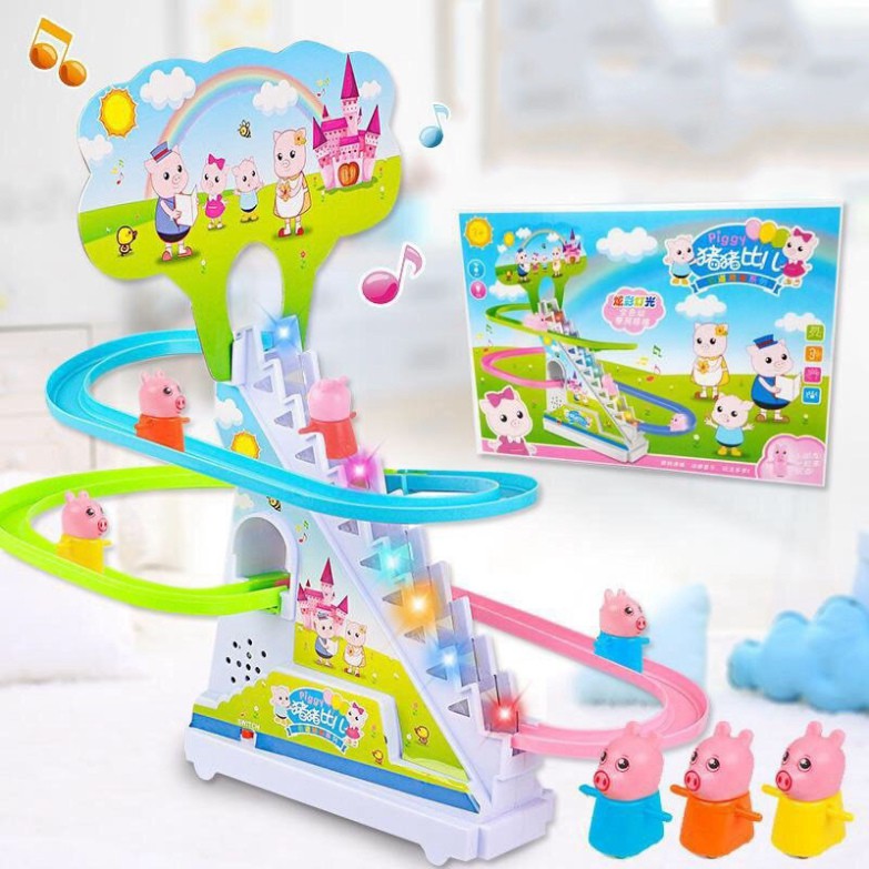 Đồ chơi vui nhộn cho trẻ em, trẻ con.Heo Peppa Pig, vịt leo cầu thang cho bé trai và bé gái 1 2 3 4 5 tuổi MUMBABY25