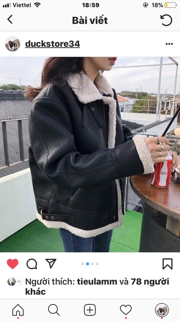 Áo khoác da chần bông ulzzang