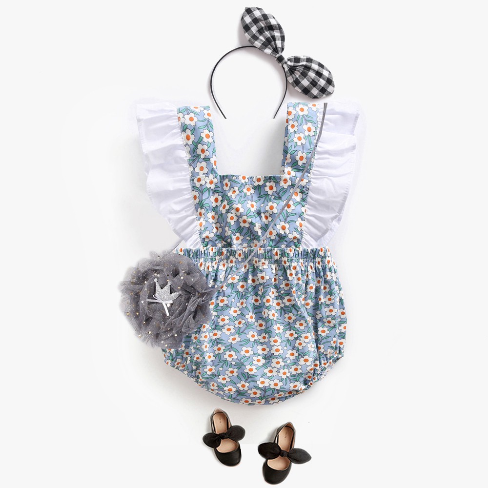 Áo liền quần Sanlutoz họa tiết hoa phong cách mùa hè cho bé gái