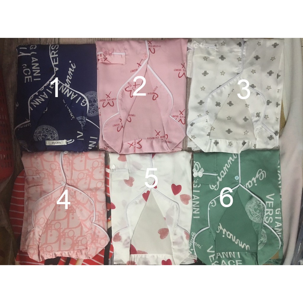 bộ lụa satin nhiều hình ( áo cộc + quần đùi )