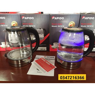 Ấm siêu tốc thủy tinh Rapido RK1818 dung tích 1,8L