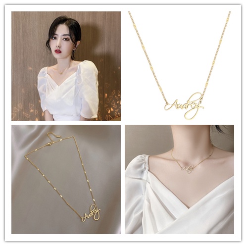 Vòng cổ Mặt Chữ Cái Tiếng Anh Phong Cách Hàn Quốc Cổ Điển Thời Trang Cho Nữ