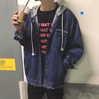 ÁO KHOÁC JEANS PHỐI NÓN XÁM