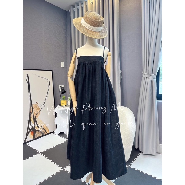 ĐẦM MAXI SUÔN 2 DÂY MẶC ĐI BIỂN DẠO PHỐ CHẤT NHUNG