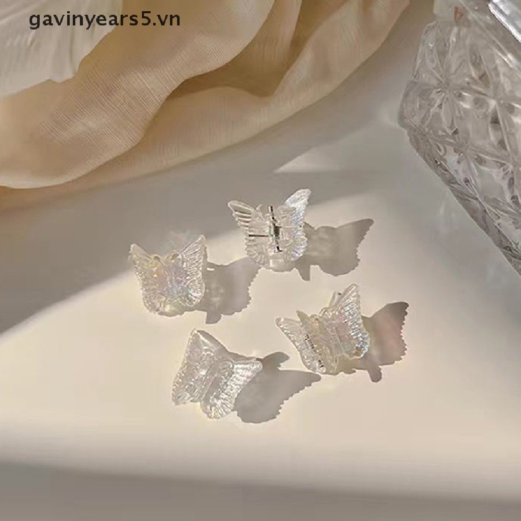 Set 10 Kẹp Tóc Hình Bướm Mini Bằng Nhựa Trong Suốt Dễ Thương Cho Bé Gái