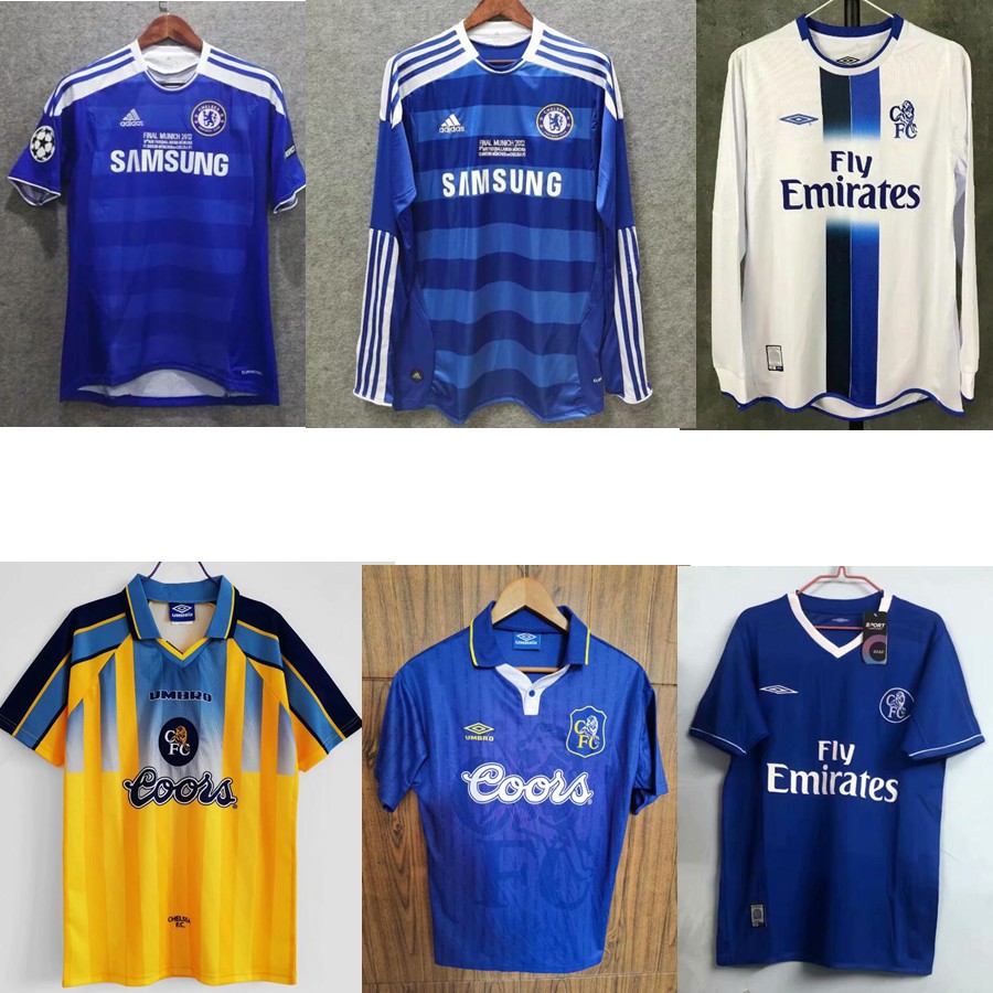 Áo Bóng Đá Dài Tay Phong Cách Chelsea retro 2012 95 97 03 05
