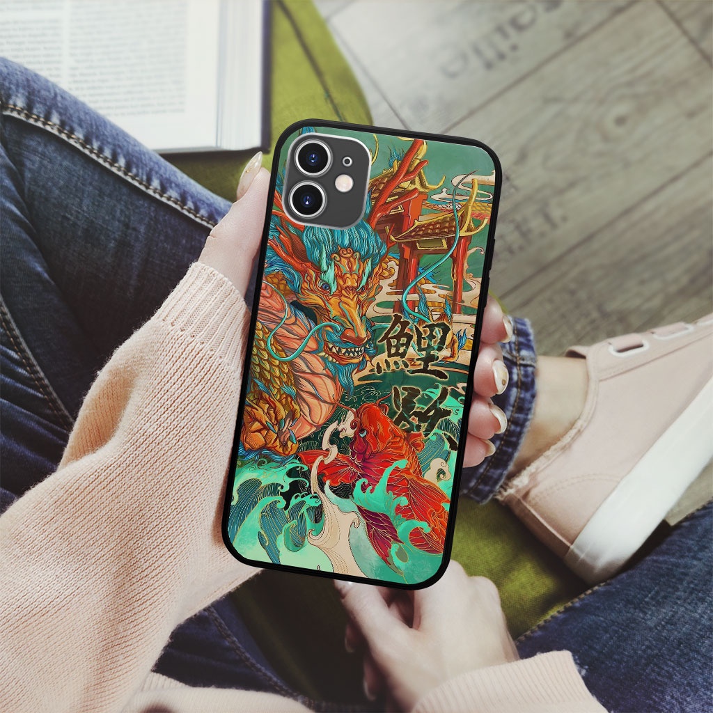 Ốp Lưng Ip hình Cá Chép Hoá Rồng Thanh Long Uốn Lượn ECOMEX cho Iphone 13 14 7 8 Plus 11 12 Pro Max X Xr MYS20220035