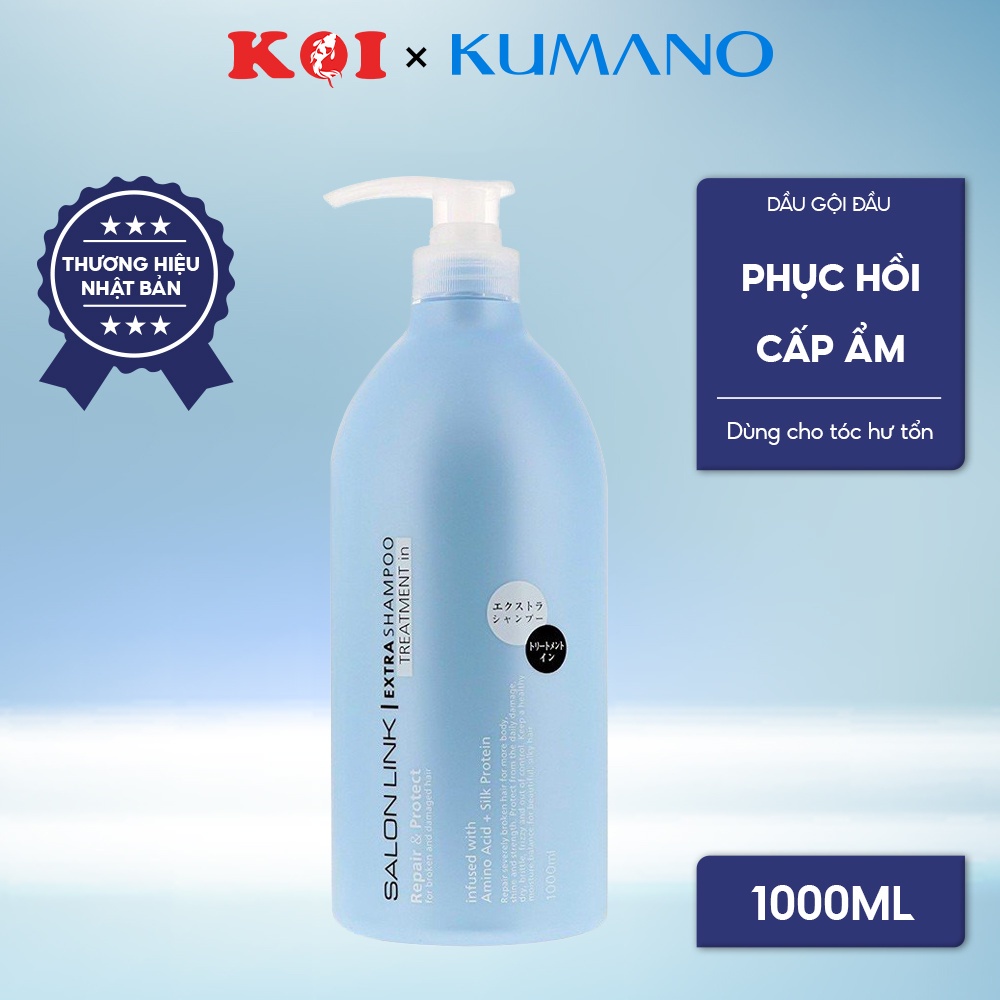 Dầu gội đầu Kumano Salon Link Extra Treatment dùng cho tóc uốn nhuộm và tóc xoăn 1000ml