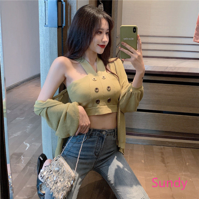 Áo Hai Dây Dệt Kim Thiết Kế Quyến Rũ Cho Nữ