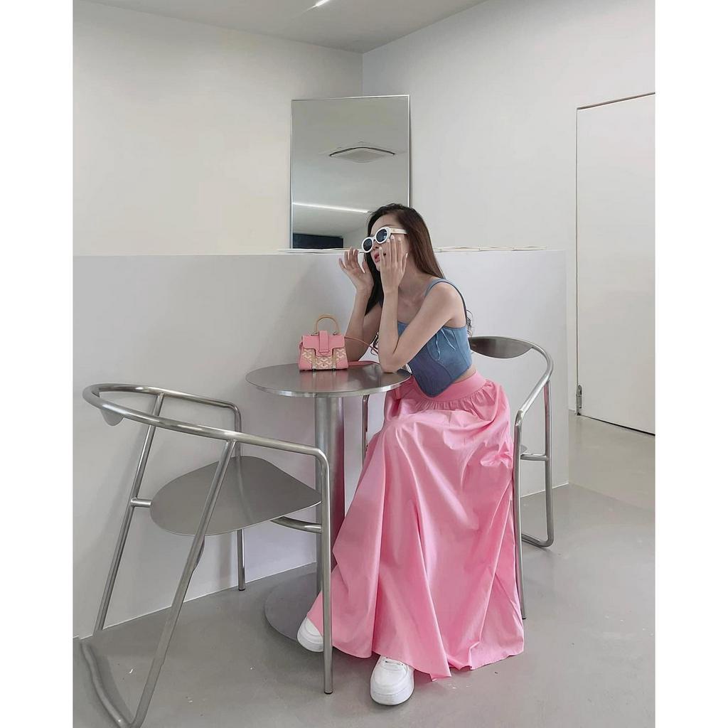 ZUKY CLOTHING - Áo yếm Jen crotop mix chân váy xòe dài phù hợp đi chơi đi biển