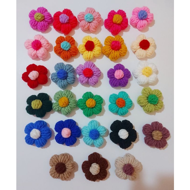 [5cm] Set 10, 20 hoa len trang trí áo túi, pin/ghim cài, màu ngẫu nhiên
