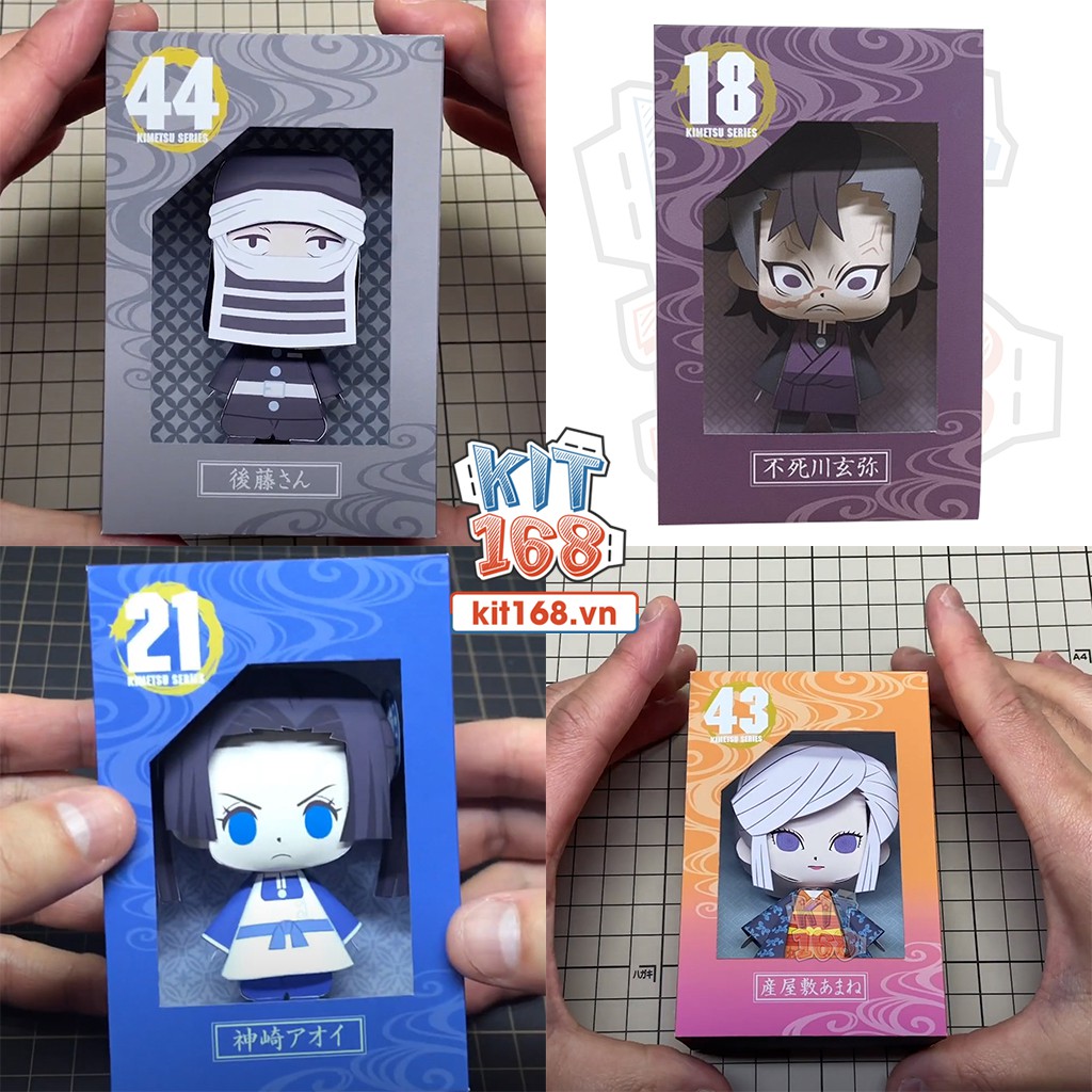 Mô hình giấy Anime Trọn bộ 45 nhân vật Chibi Kimetsu no Yaiba Combo 0038 + kit mô hình hộp trang trí