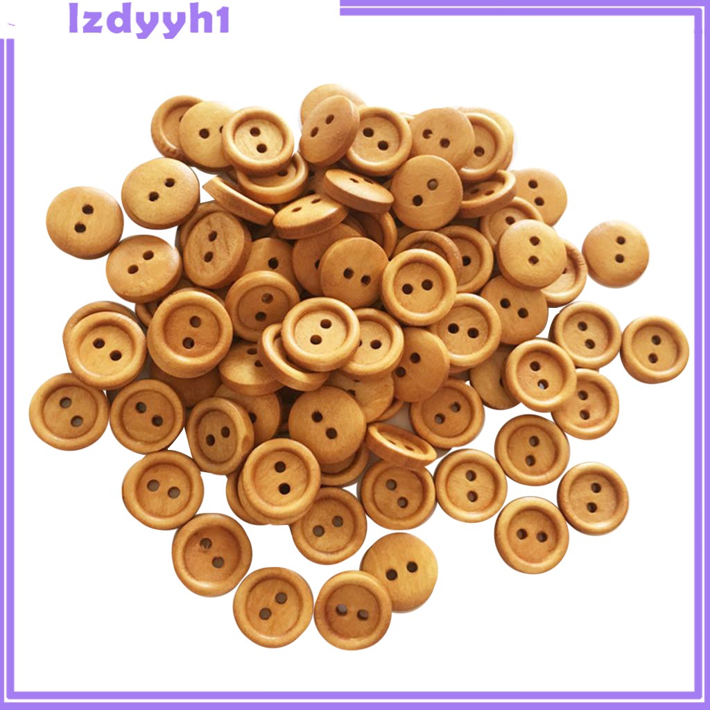 Set 100 Nút Gỗ 2 Lỗ Phong Cách Vintage Dùng Làm Đồ Thủ Công