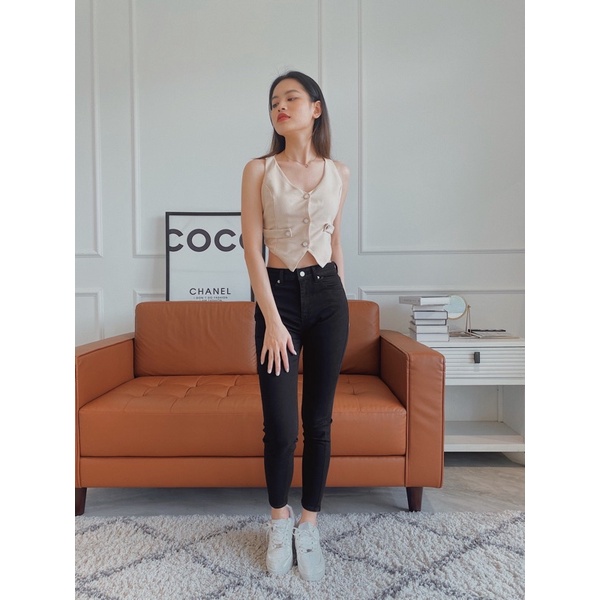 Áo croptop kiểu gile cá tính REVERCLOTHINGS dạ cao cấp Gile Top