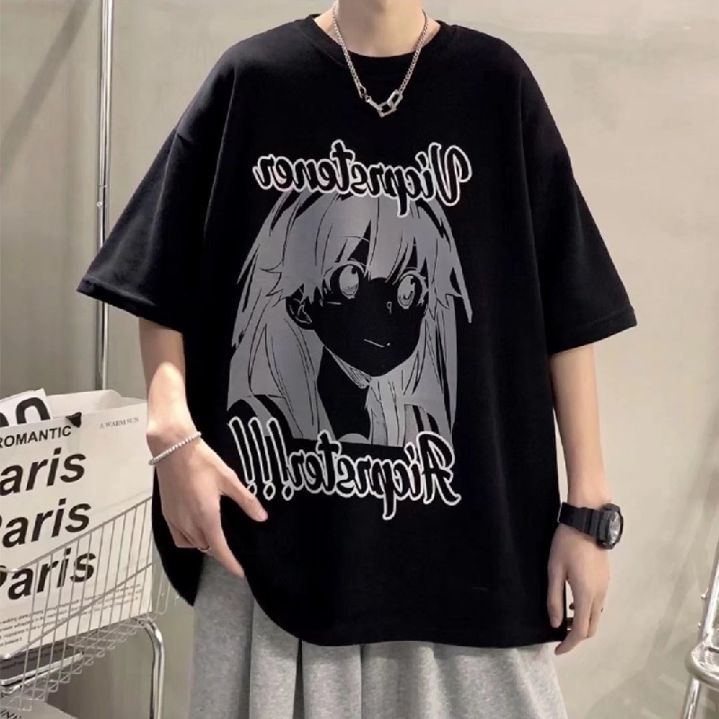 Áo Thun Mùa Hè Dáng Suông Tay Cộc In Họa Tiết Hoạt Hình Thời Trang Có size Lớn M-8XL Cho Nam