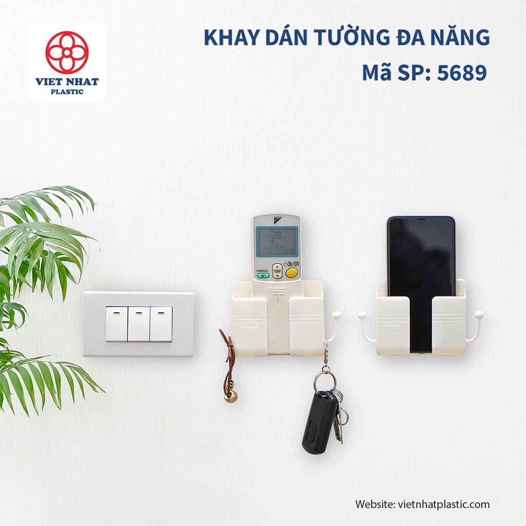 Giá kệ để treo điều khiển sạc điện thoại ống cắm remote tivi điều hòa khay đỡ đựng đồ đa năng dán tường thành luân mart
