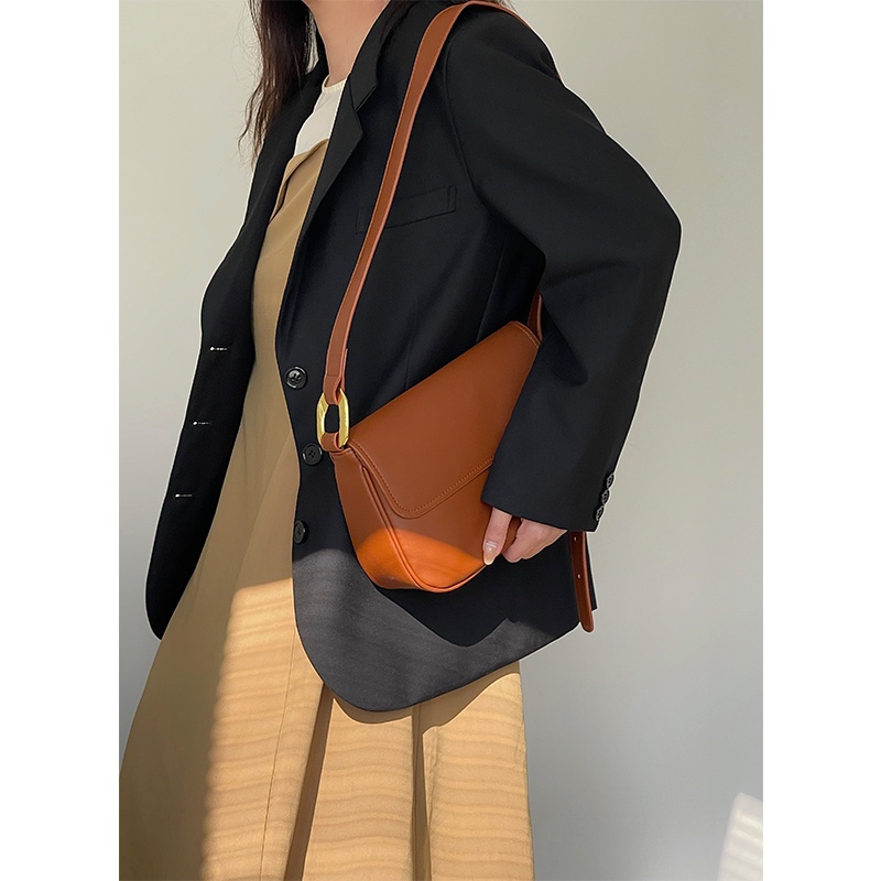 Túi Đeo Chéo Hình Vuông Cỡ Lớn Mềm Mại Màu Nâu Dễ Phối Đồ Thời Trang Cho Nữ