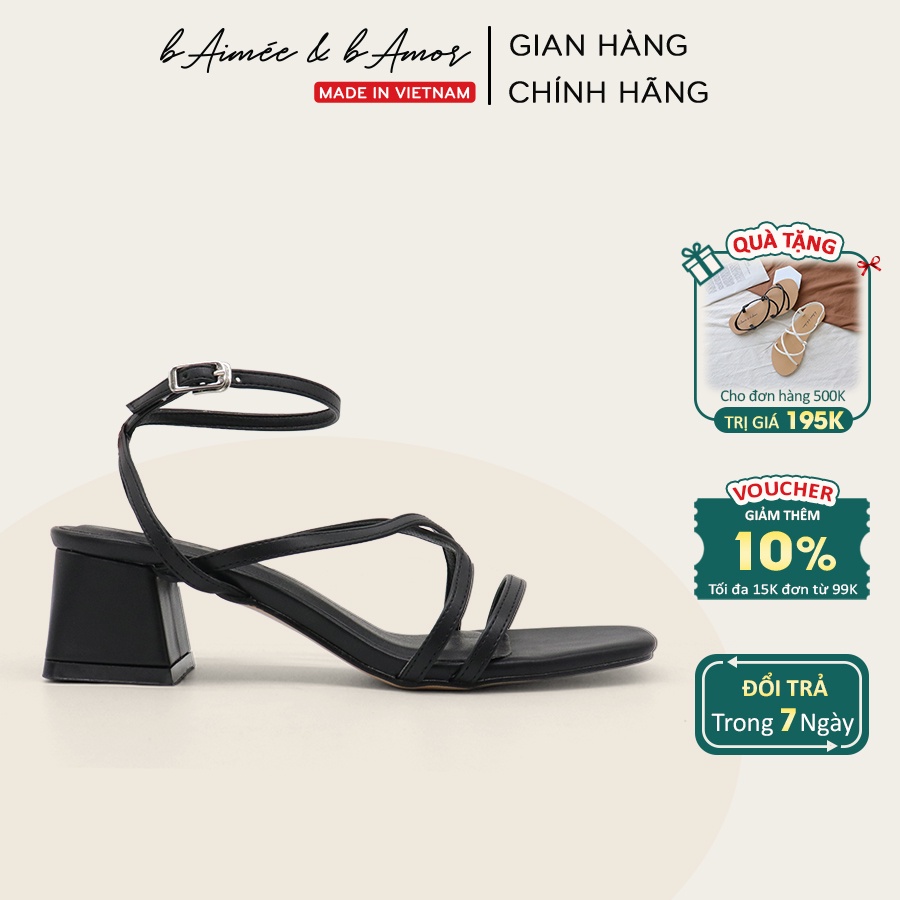 Sandal nữ cao gót 5p quai mảnh dây chéo gót vuông mũi vuông thời trang đẹp cao cấp bAimée &amp; bAmor - MS1679