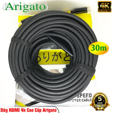 Dây hdmi 4K, dây cáp tín hiệu hdmi 4k Arigato chính hãng dài 30m, hàng cực tốt, tín hiệu siêu nét, ổn định