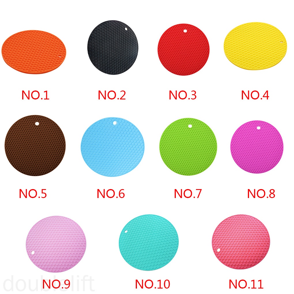 Miếng lót ly hình tròn bằng silicon chịu nhiệt chống trượt họa tiết tổ ong xinh xắn