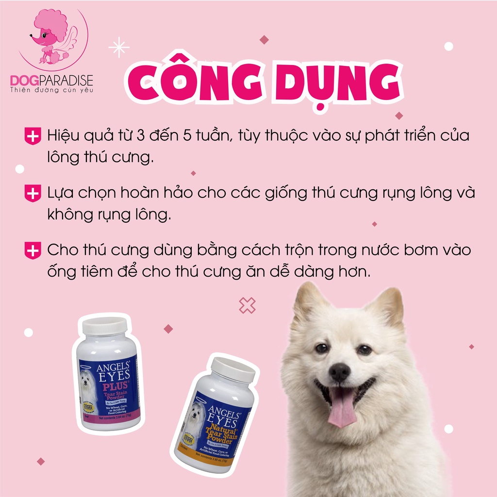 Bột uống chống vết ố mắt, vệt nước mắt cho thú cưng Angle's Eyes Plus - Dog Paradise