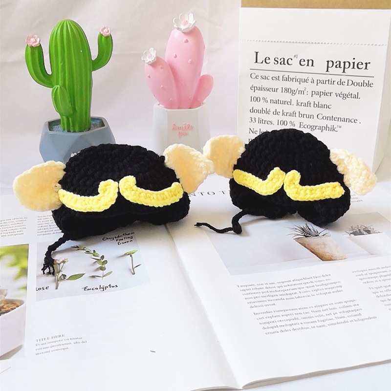 Nón len cho chó mèo đan móc hóa trang, mũ dễ thương đội cosplay thú cưng Con Mèo Xiêm