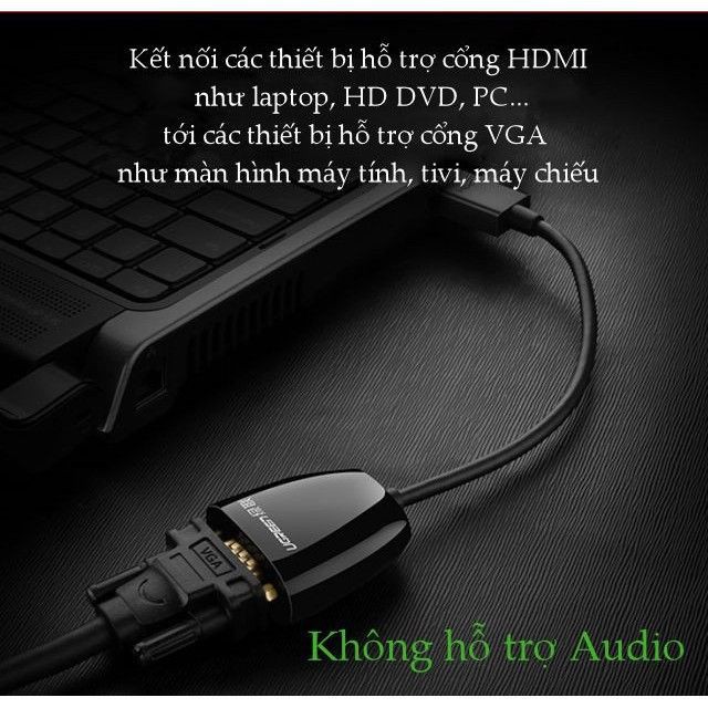 Cáp chuyển đổi HDMI to VGA ( không Audio )- bảo hành chính hãng Ugreen 40253 cao cấp