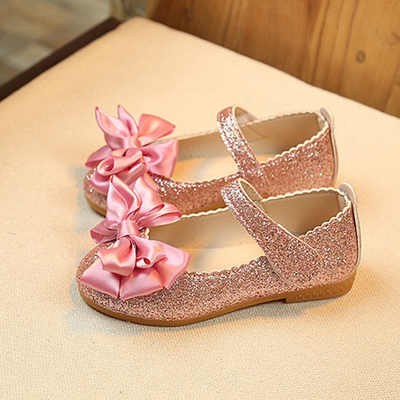Giày Công Chúa Bằng Da Họa Tiết Hoa Đính Kim Tuyến Lấp Lánh Thời Trang Hàn Quốc Cho Bé Gái 1-10 Tuổi