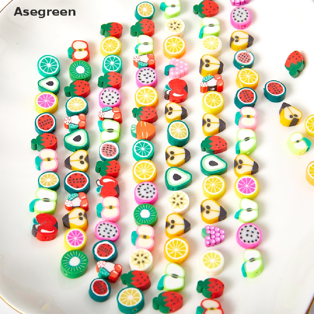Set 50 / 100 Hạt Xỏ Lỗ Hình Trái Cây Nhiều Màu Sắc Dùng Để Làm Đồ Trang Sức Thủ Công