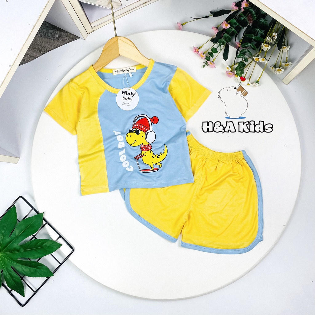 [Bé 7-30kg] Bộ cộc tay MINLYBABY thun lạnh cho bé trai bé gái Size 80-170cm Unibaby vải thun lạnh thoáng mát - LBCPA
