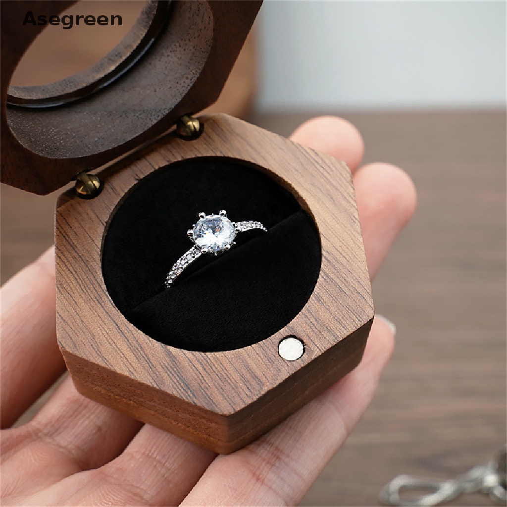 Hộp Đựng Nhẫn Cưới / Đính Hôn Bằng Gỗ Mộc Mạc