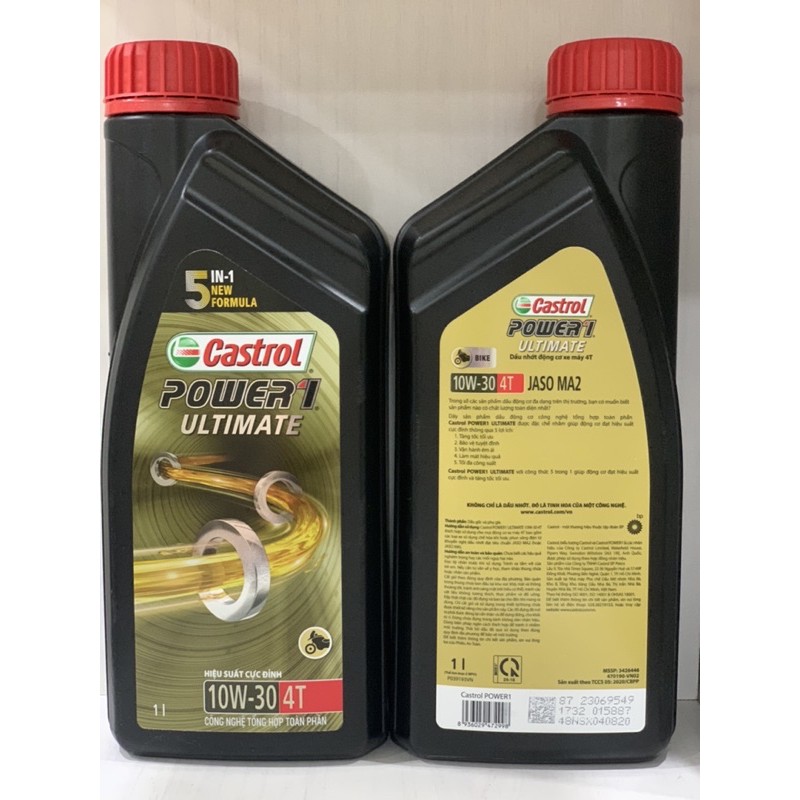 Nhớt XE SỐ Castrol Power 1 Ultimate 4T, SAE 10W30, JASO MA2, Tổng Hợp Toàn Phần