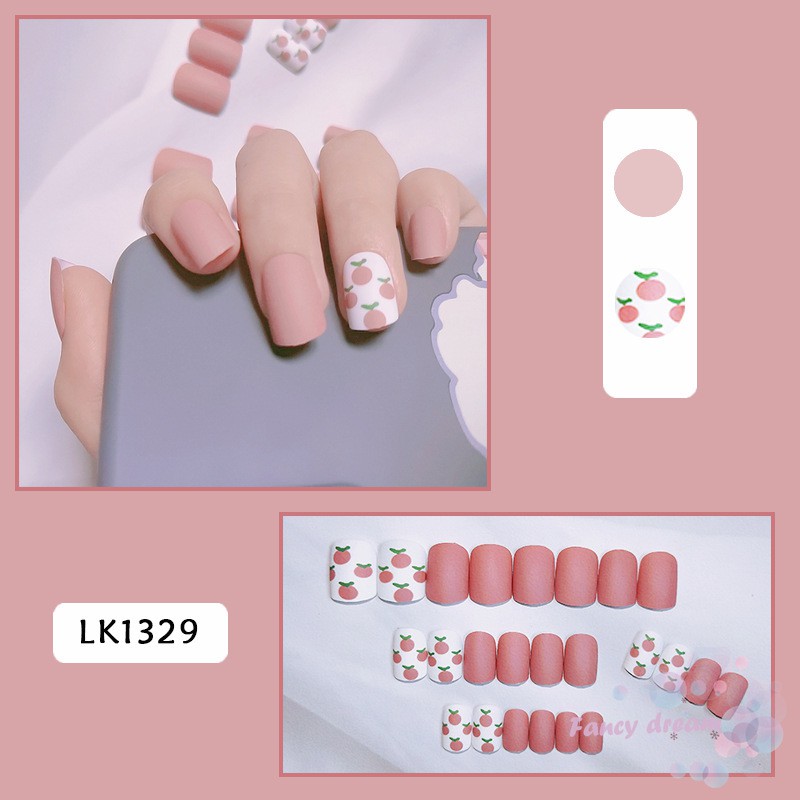 Set 24 Móng Tay Giả Chống Thấm Nước Có Họa Tiết Dễ Thương