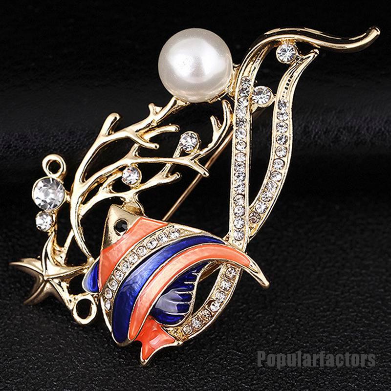 Ghim Cài Áo Hình Cá Và Ngọc Trai Sang Trọng