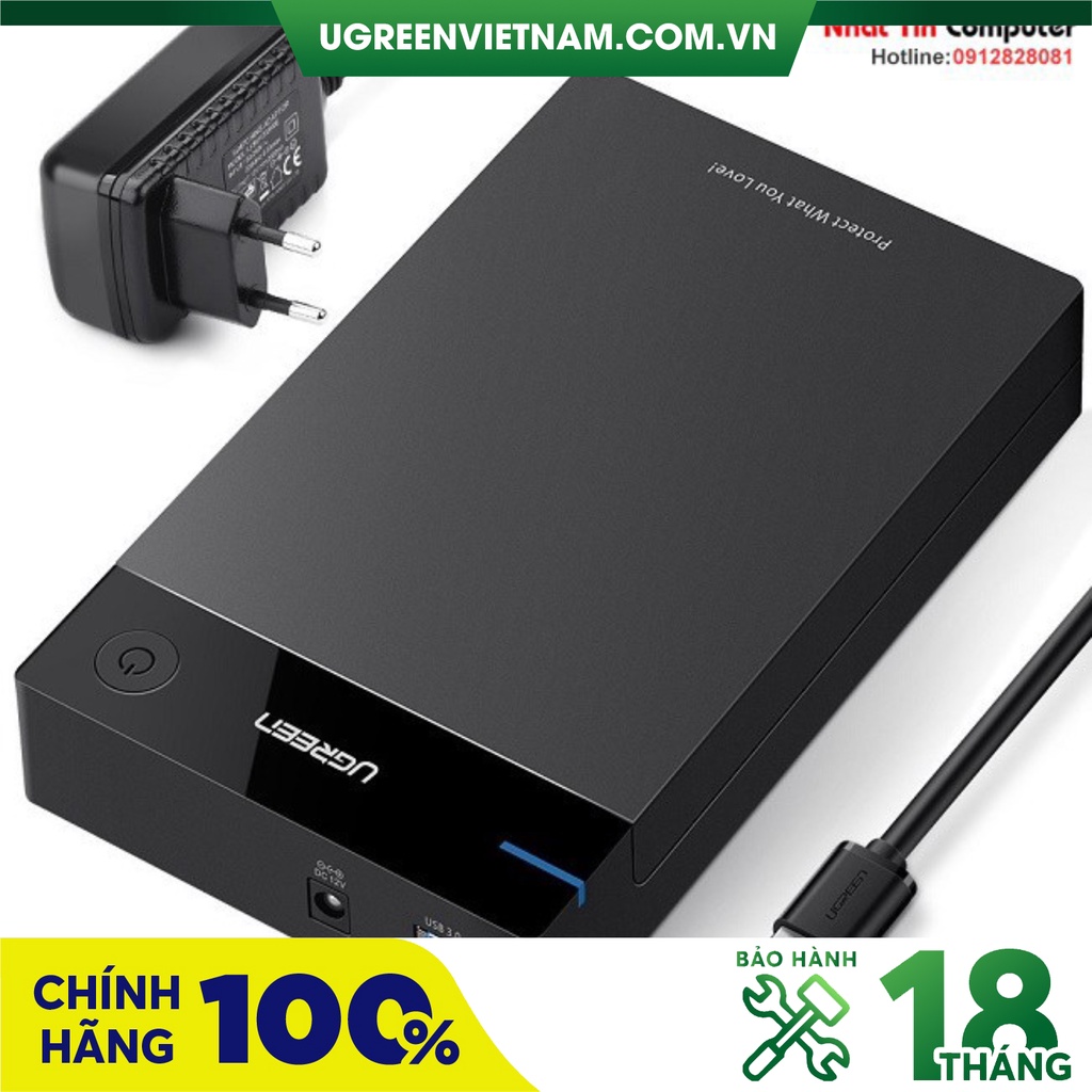 Hộp đựng ổ cứng 3,5 inch Sata/ USB 3.0 hỗ trợ 10TB/10TB chính hãng Ugreen 50422/50423 cao cấp