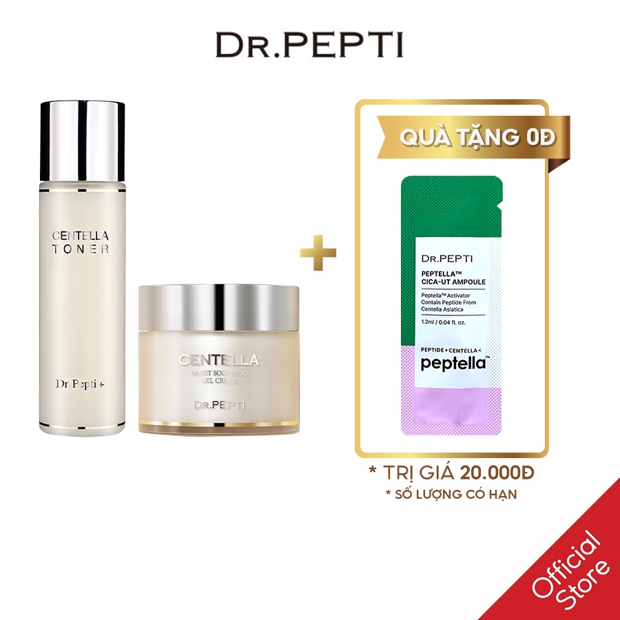 [Combo]Nước Hoa Hồng Dr.Pepti Centella Toner &amp; Kem Dưỡng Ẩm Chiết Xuất Rau Má Dr.Pepti Centella Moist Soothing Gel Cream