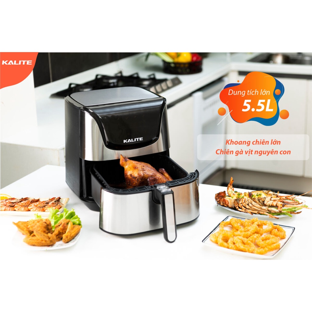 Nồi chiên không dầu lò nướng mini làm bánh quay thịt KALITE Q6, công suất 1700w dung tích 5.5L, hàng chính hãng