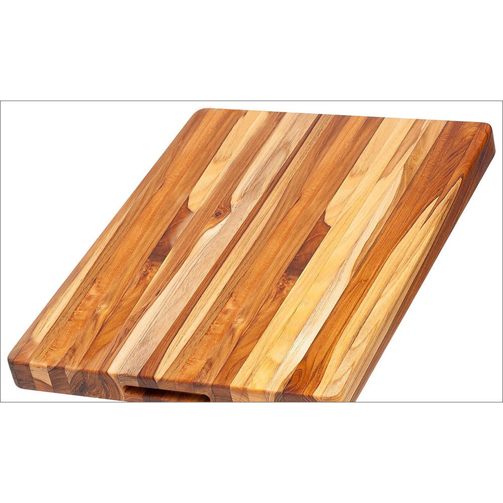 Thớt gỗ trang trí đồ ăn kiểu dáng Vintage decor Wood Carving Board - Thớt gỗ teak cao cấp hình chữ nhật 394x279x20 mm