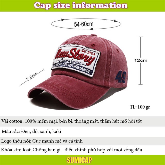 Nón kết nam nữ thời trang mũ lưỡi trai cao cấp cá tính giá rẻ đẹp đen đỏ Sumicap