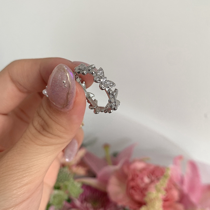 Nhẫn Hở Hình Bướm Đính Đá Phong Cách Hàn Quốc