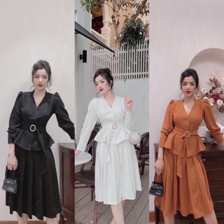 Set váy kèm dây đai shopee live 2000k