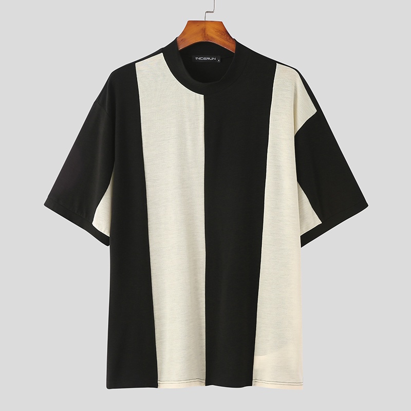 Áo Thun Nam Tay Ngắn Dáng Rộng Họa Tiết Sọc Ngang Thời Trang