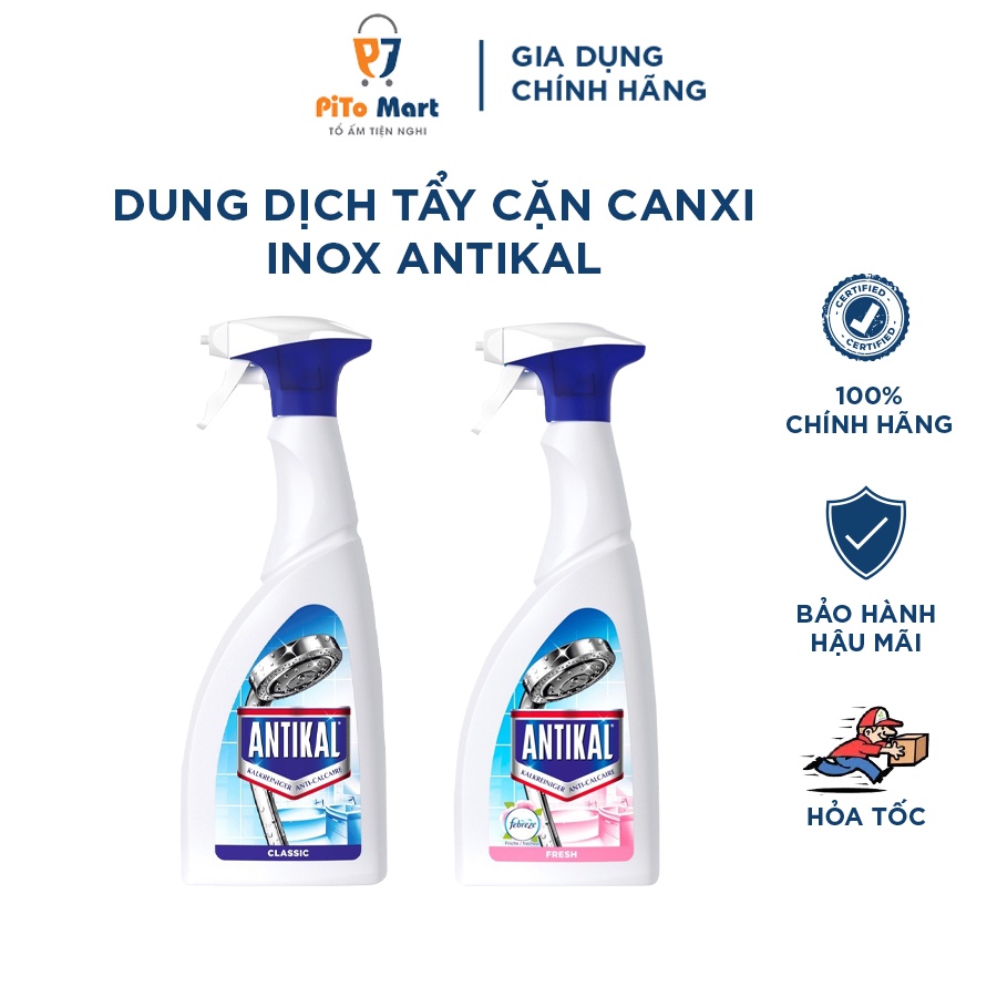 Chai xịt vệ sinh và chống ăn mòn inox Antikal tẩy cặn canxi vòi rửa, vòi sen - Hàng Đức chính hãng 100%