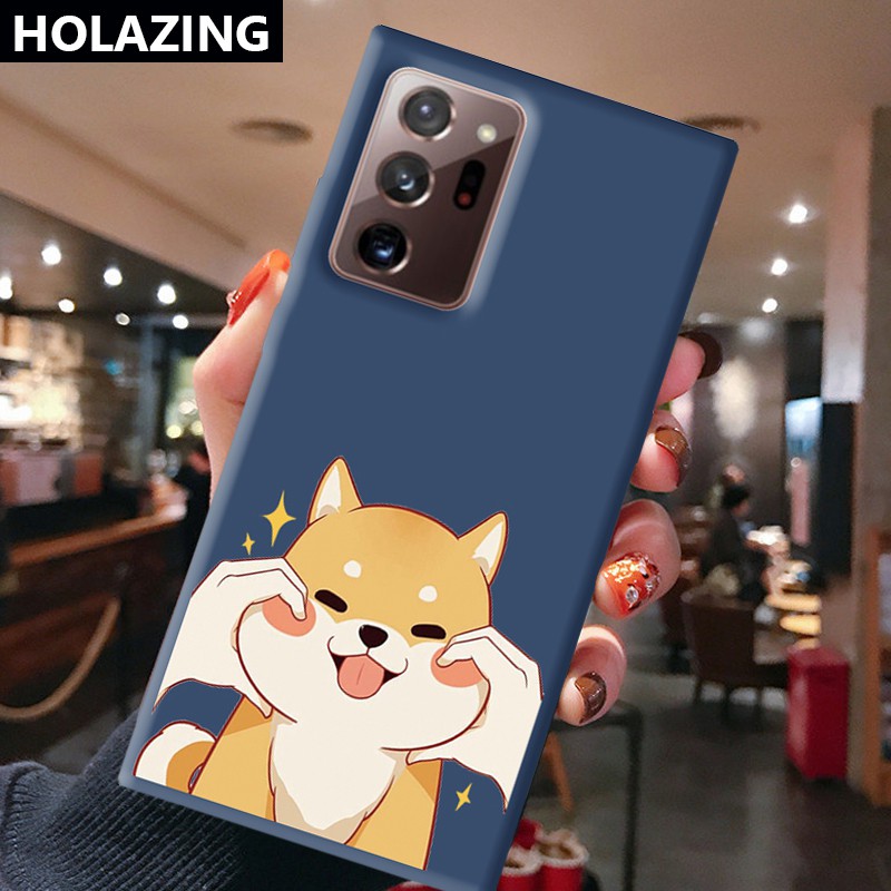 Samsung Galaxy S21 Ultra S8 Plus S10E S10 5G Note 20 10 Plus 9 8 Candy Color Phone Cases Cute Shiba Inu Soft Silicone Cover