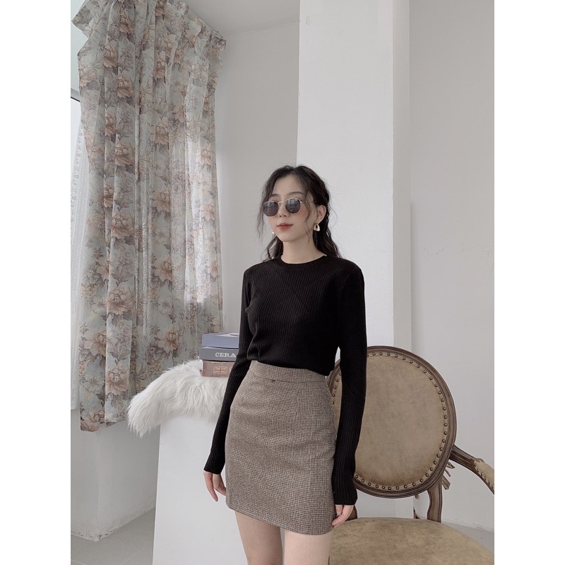 CHÂN VÁY CHỮ A ZICZAC NÂU