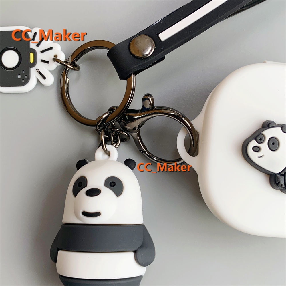 SoundPeats Air2 Case Cartoon We Bare Bears Keychain Pendant SoundPeats True Air2 Silicone Soft Shell Case Cute Solid Color Ring Lanyard Cute Panda Pendant SoundPeats Air2 Cover Shockproof Shell Case