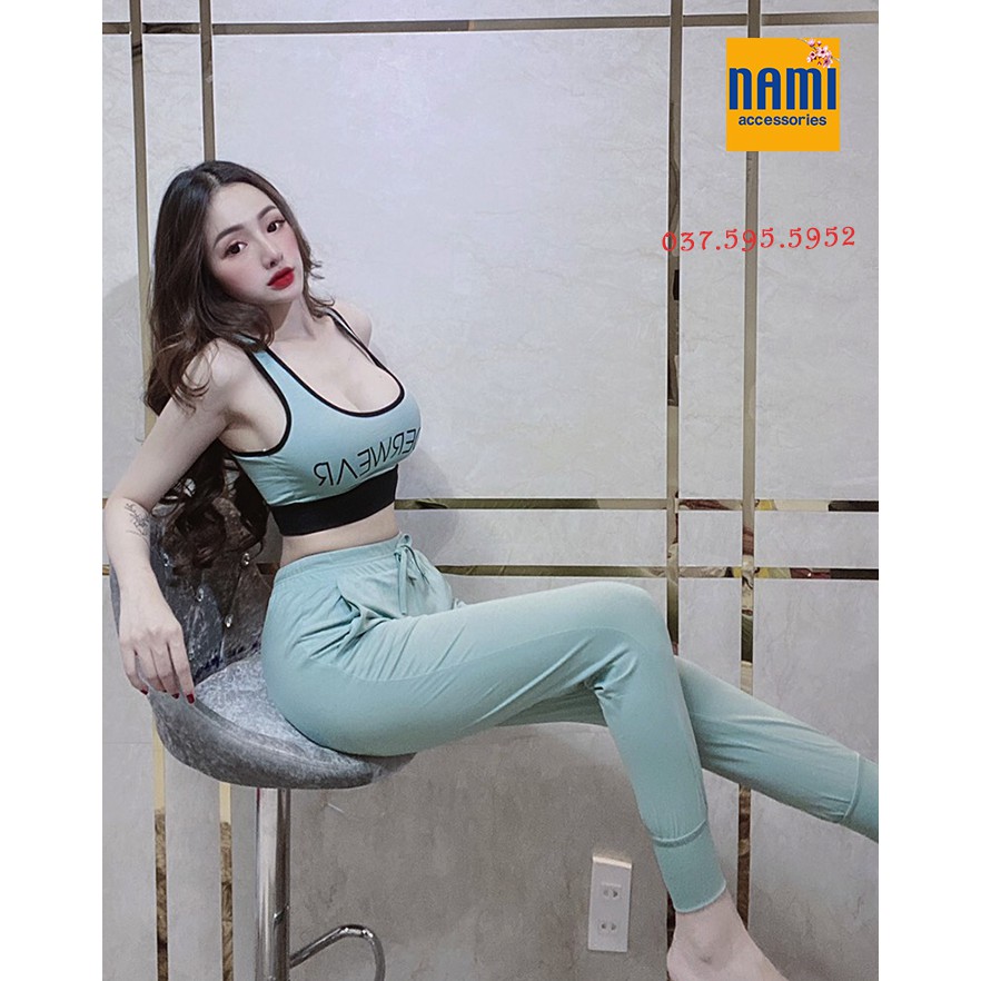 SET ÁO BA LỖ CHỮ VIỀN MÀU KÈM QUẦN DÀI THỂ THAO NĂNG ĐỘNG - QANU126