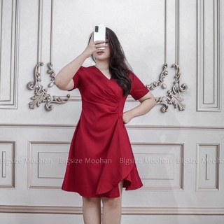 [BIGSIZE MOOHAN] ⚡️𝐌𝐈𝐄̂̃𝐍 𝐏𝐇𝐈́ 𝐒𝐇𝐈𝐏⚡️ĐẦM BIGSIZE NHÚN EO CỔ V DÁNG XÒE