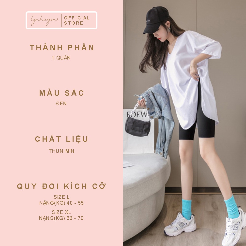 Quần Legging Lửng Đùi Nữ Nâng Mông Cạp Cao Lynhuyen Màu Đen Q007